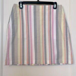 LOFT Women's Striped Pocket Shift Skirt, Pastel Coastal Cotton Blend, size 4